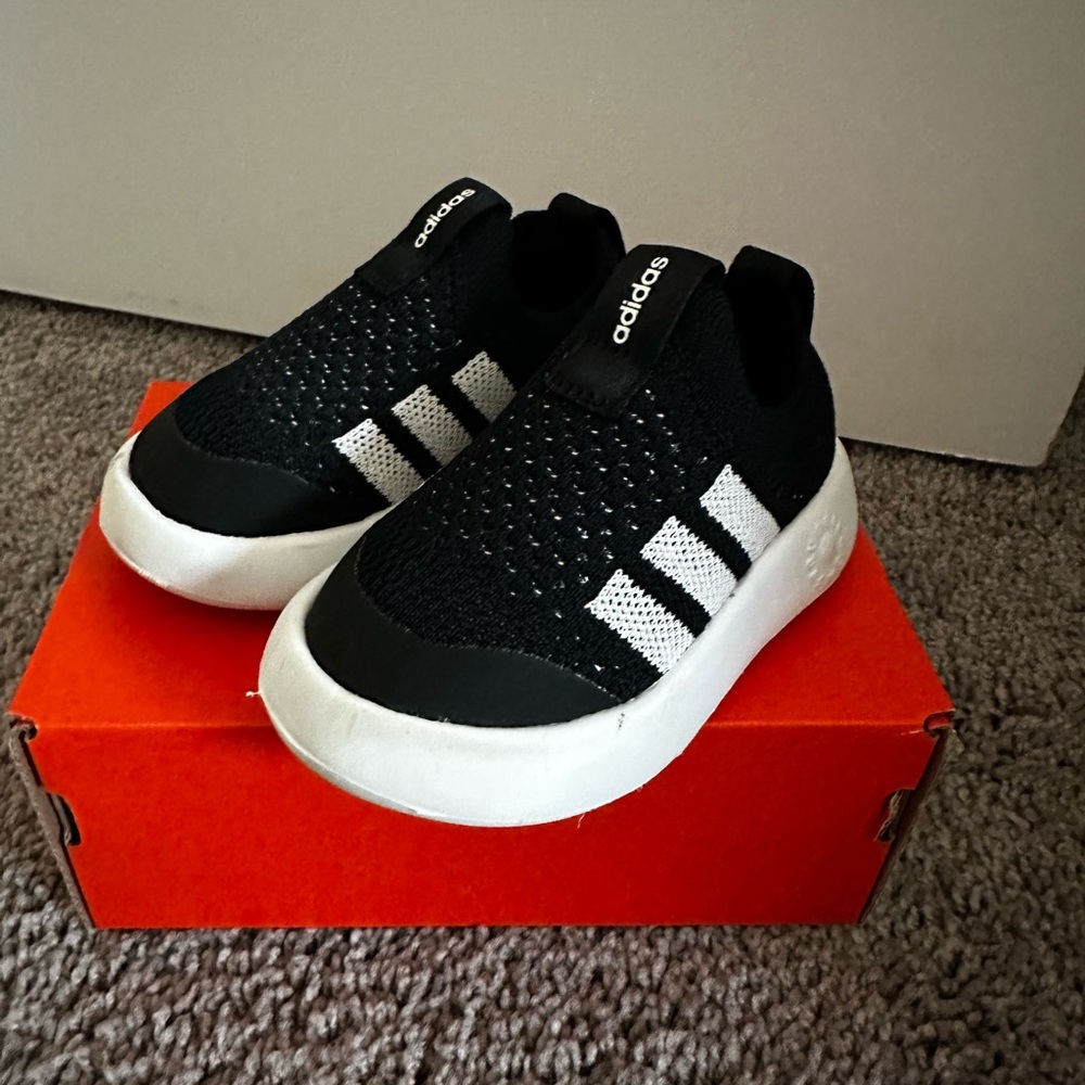 Adidas Kids Black and White Slip-On Sneakers